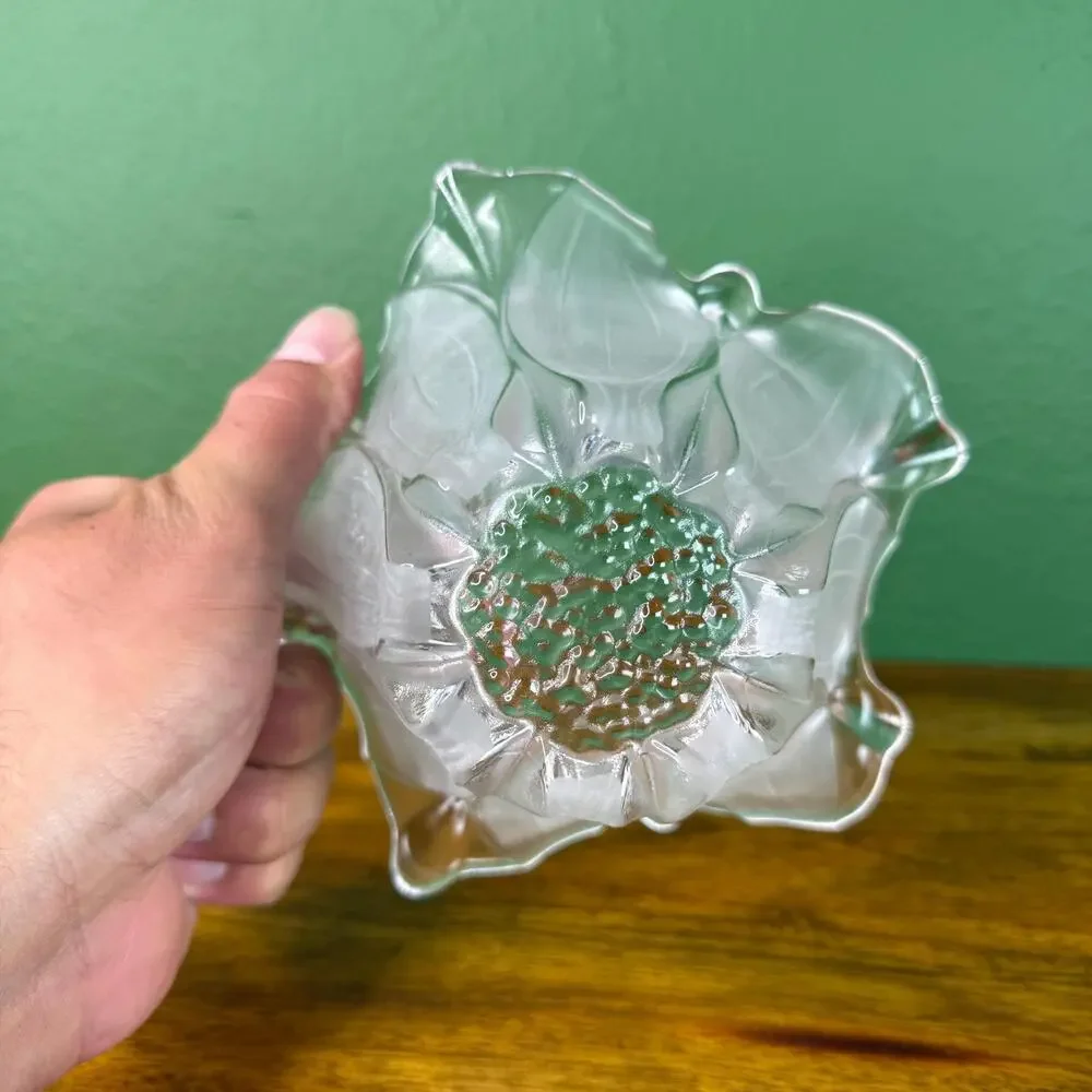 Vintage Frosted Flower Decorative Bowl